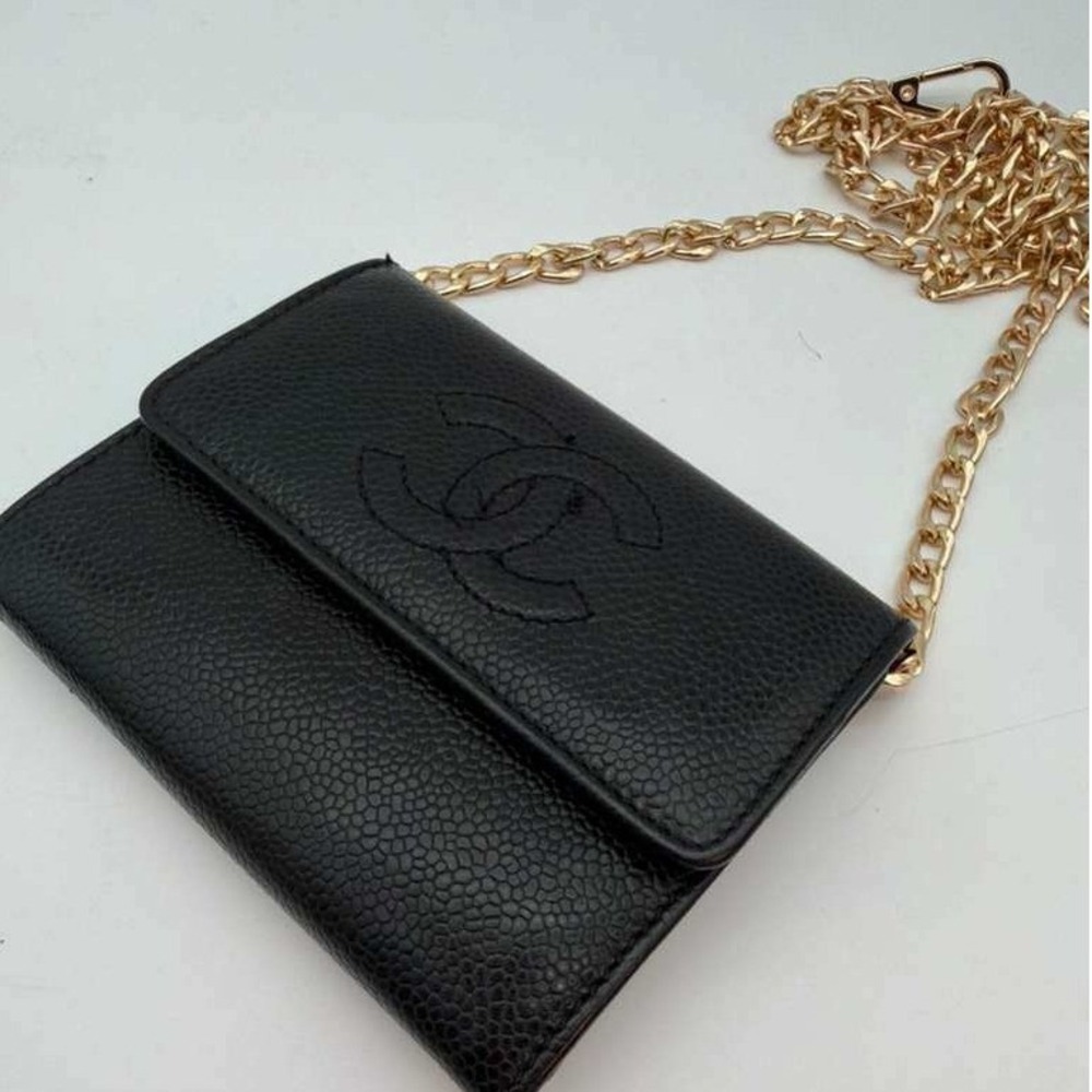Chanel CC Black Caviar Leather Wallet Authentic Vintage With Certificate - Picture 2 of 16